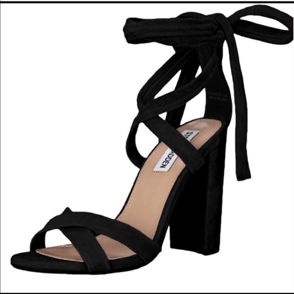 Steve Madden Black Suede Tie Up “Christey” Heels - Picture 3 of 11